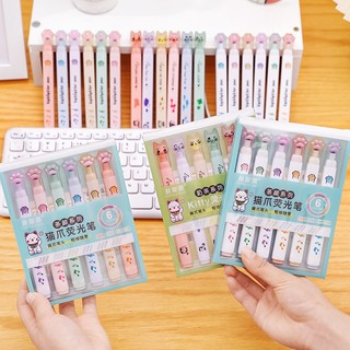Set 6 bút nhớ đánh dấu highlight mèo con Mim Mim Store S6BUTNHOMEO42
