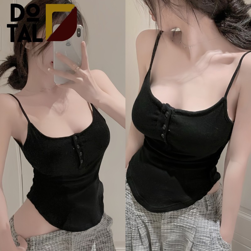 Áo Tank Top Hở Cổ Đáy Cong Quyến Rũ Thời Trang Mùa Hè , ￼Áo Hai Dây Nữ 3 Cúc Vạt Bầu DOTAL | BigBuy360 - bigbuy360.vn