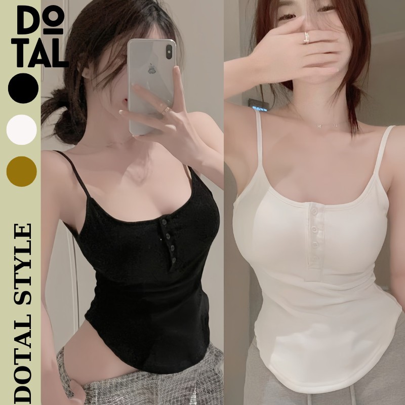 Áo Tank Top Hở Cổ Đáy Cong Quyến Rũ Thời Trang Mùa Hè , ￼Áo Hai Dây Nữ 3 Cúc Vạt Bầu DOTAL | BigBuy360 - bigbuy360.vn