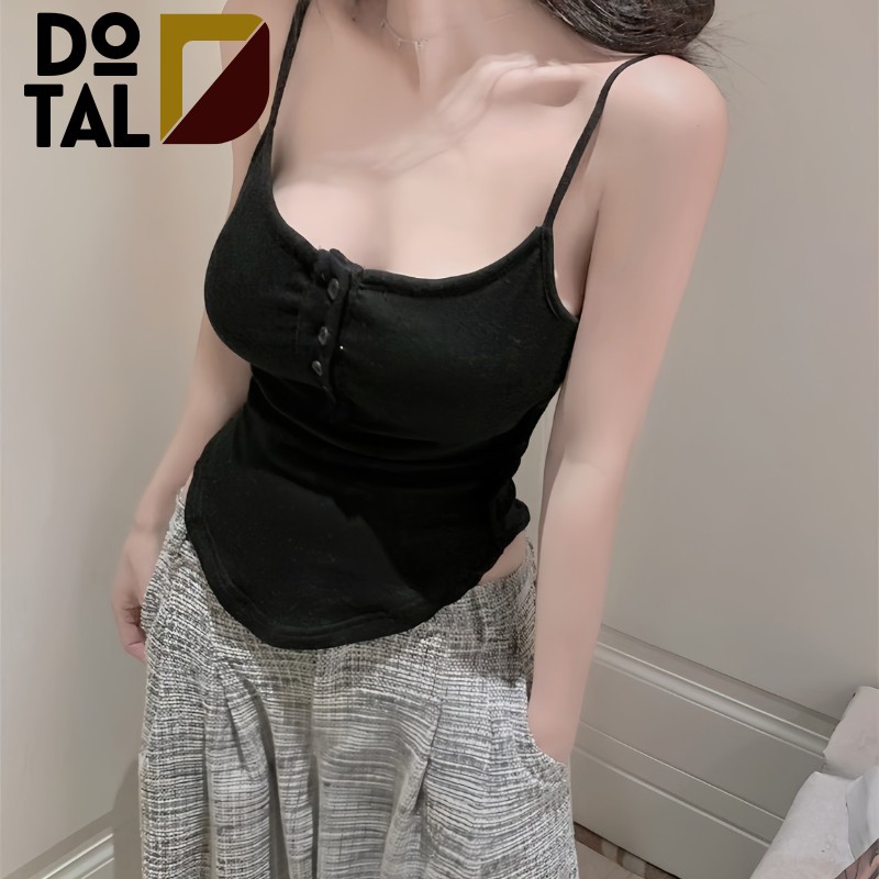 Áo Tank Top Hở Cổ Đáy Cong Quyến Rũ Thời Trang Mùa Hè , ￼Áo Hai Dây Nữ 3 Cúc Vạt Bầu DOTAL | BigBuy360 - bigbuy360.vn