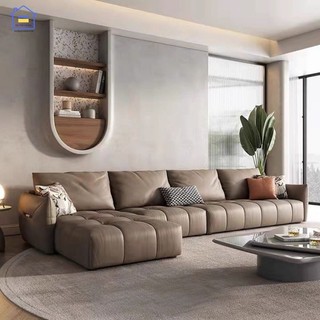 Sofa góc L bọc da hiện đại 3mx1m7