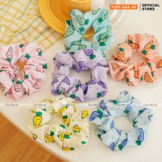 Dây buộc tóc scrunchies vải lụa đẹp hot trend phong cách ulzzang Hàn Quốc cột tóc cho bé gái