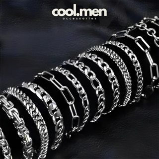 Vòng Tay Coolmen Lắc Tay Dạng Dây Xích Phong Cách HipHop Bằng Thép TiTan Không Gỉ Màu Bạc Thời Trang