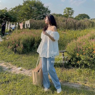 Áo trễ vai tay bồng, áo kiểu đi biển, du lịch cực xinh