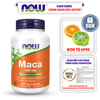 Viên uống hỗ trợ sức khỏe sinh sản tăng cường sinh lý cho nam và nữ cân bằng nội tiết tố nữ giới Now Maca 500mg 250 viên