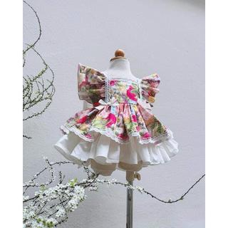 Váy Hoa lolita Quần Chip Kèm Tuban Cho Bé Gái 4-11 kg ,Bộ Váy Cho Bé Gái Đầy Tháng Thôi Nôi Dự Tiệc Chất Thô Mềm Mịn