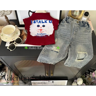 [ An nhiên B10] - sét bộ ( gồm 1 quần bò 1 áo cotton ) cho bé gái từ 10 đến 30 kg.