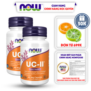 Combo 2 lọ Now UC-II Collagen Type II Joint Health hỗ trợ xương khớp 60 viên
