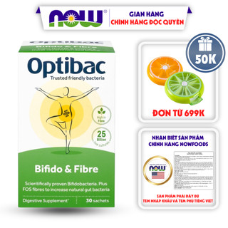 Men uống vi sinh cung cấp chất xơ, giảm thiểu táo bón hỗ trợ tiêu hóa Optibac Bifido Fibre hộp 30 gói