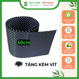 Cuộn bầu ươm v7 cao 60cm dài 50m, bầu ươm may farm dai - bóng - dày tặng kèm vít