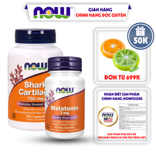 Combo hỗ trợ sức khỏe cho người cao tuổi giảm đau xương khớp và hỗ trợ giấc ngủ Shark Cartilage 750mg + Melatonin 3mg