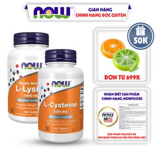 Combo viên uống tăng sinh Collagen L-Lysine 1000mg giúp da căng bóng và viên uống L-Cysteine 500mg giúp tóc & móng khỏe