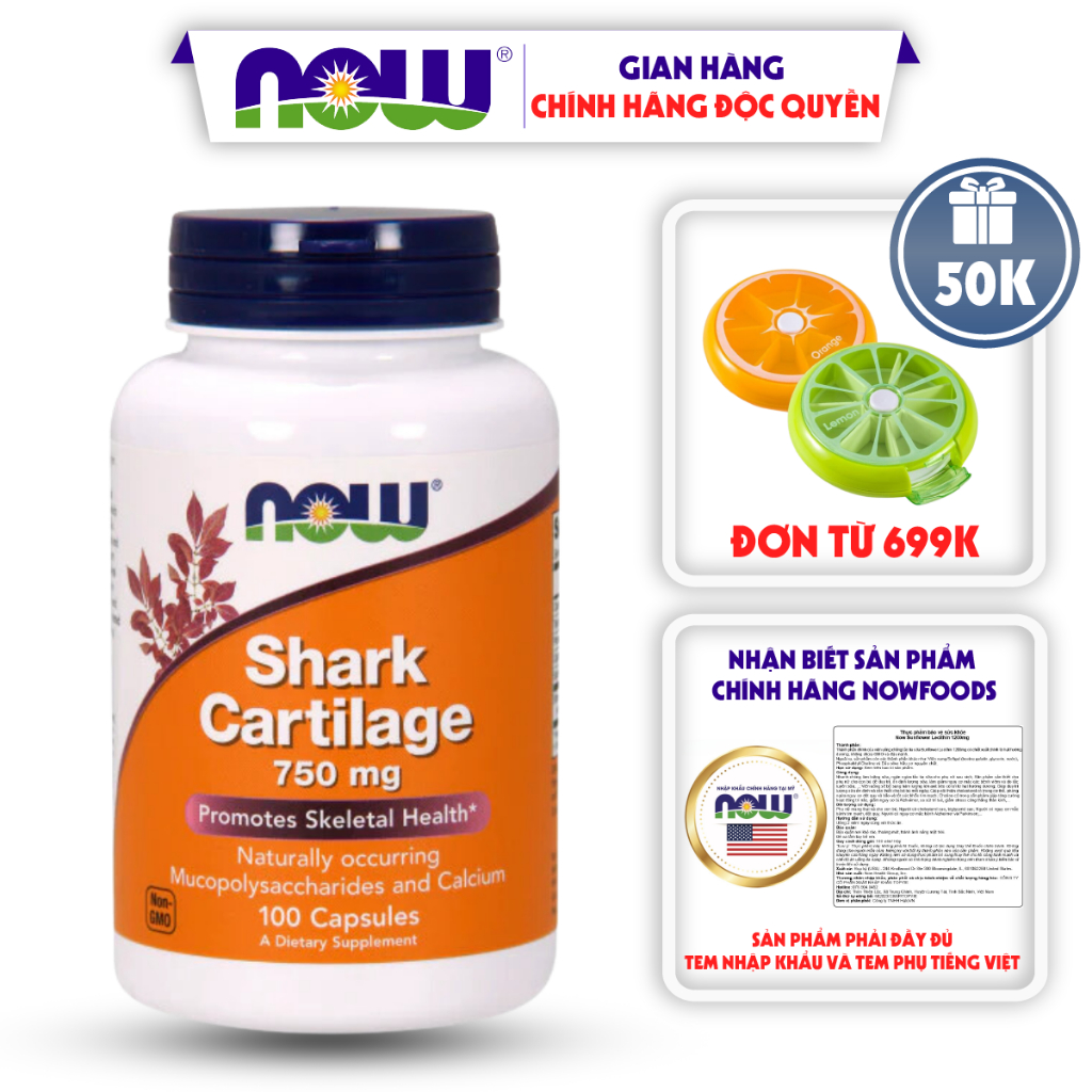 Viên uống Shark Cartilage Now hỗ trợ xương khớp thoái hóa khớp 100 viên