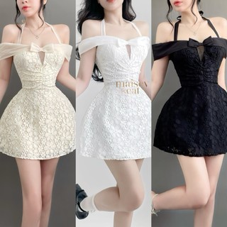 [MAISEY 1216] Váy Ren Cúp Ngực Phối Nơ Buộc Cổ – Sang Trọng & Quyến Rũ