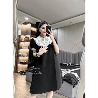 VÁY SUÔNG TAY BỒNG CỔ PHỐI NGỌC
