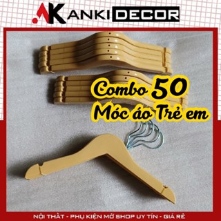 50 móc nhựa giả gỗ trẻ em, 50 kẹp quần nhựa giả gỗ trẻ em, móc treo quần áo trẻ em, móc nhựa trẻ em Anki Decor