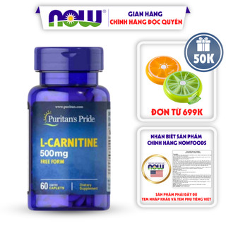 Hỗ trợ tăng cơ giảm cân và chuyển hóa chất béo Puritan's Pride L-Carnitine 500mg 60 viên của Mỹ