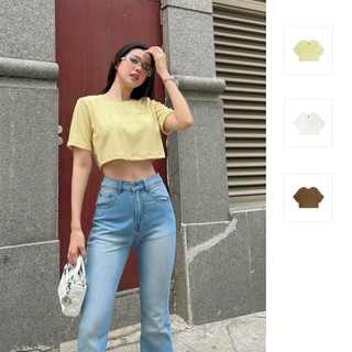 Áo Croptop Nữ Basic Oversize, Chất Vải Thun Sọc Gân Thoải Mái,  WAC013,SOMEHOW