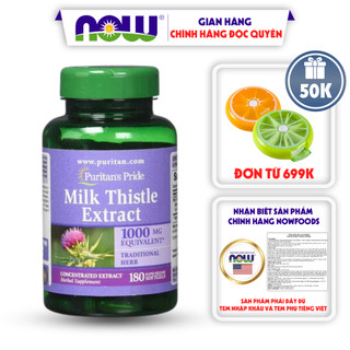 Thải độc gan Puritan's Pride Milk Thistle Extract 1000mg 90-180 viên giúp bổ gan, làm mát gan, tăng cường chức năng gan