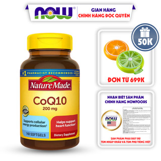 Bổ tim mạch CoQ10 200mg 140 viên Nature Made của Mỹ điều hòa huyết áp, phòng chống xơ vữa động mạch và nhồi máu cơ tim