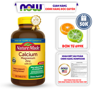 Canxi Nature Made Calcium Magnesium Zinc + Vitamin D3 giúp bổ sung canxi cho mẹ và bé hộp 300 viên của Mỹ