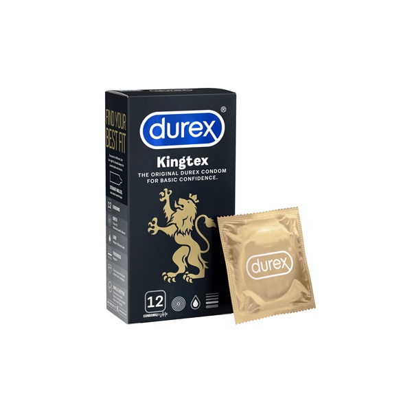 Bao cao su durex Kingtex ôm sát, bôi trơn, size 49mm, hộp 12 bao Chinh Hãng