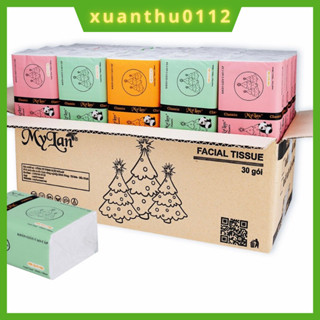 Giấy ăn gấu trúc Mylan thùng 30 gói, khăn giấy rút cầu vòng gấu trúc đa năng 3 lớp siêu dai mềm mịn an toàn
