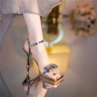 Giày cao gót đính đá to khóa cài sang trọng gót nhọn cao 9 phân A23