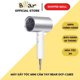 Máy sấy tóc mini ion âm Bear DCF-C18E5, 1800W, 2 chế độ gió, nóng, lạnh, chăm sóc tóc, BH 18 Tháng