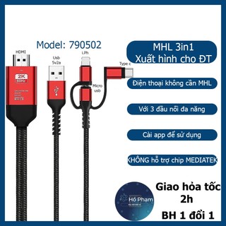 Cáp MHL đa năng 3 trong 1 dùng xuất hình cho các dòng Samsung Galaxy A, J, M không có MHL - Hồ Phạm