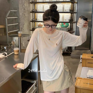 Áo pull dài tay thêu logo ngực basic form rộng phong cách ullzang Hàn Quốc