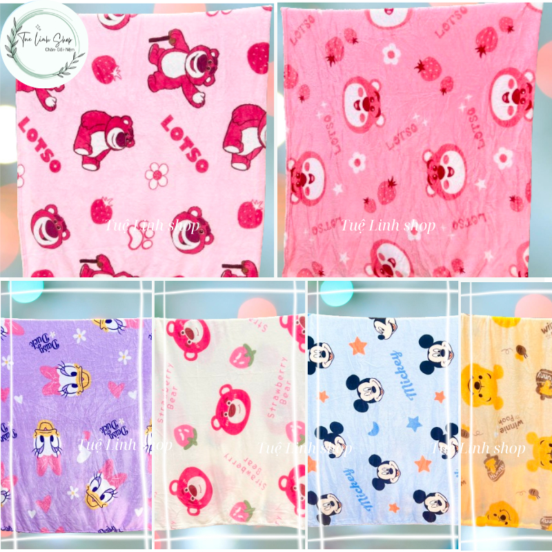 Chăn văn phòng mẫu gấu dâu kích thước 2m