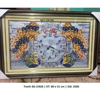 Tranh đính đá đồng hồ vợ chồng LV026 (80 x 51 cm)