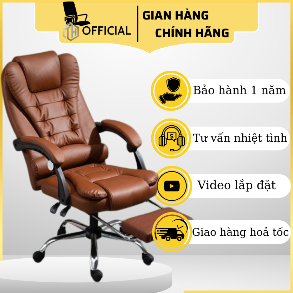 [BH 3 năm] Ghế Giám Đốc Massage Ghế Văn Phòng Chân Xoay Có Gác Chân