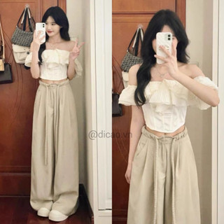    Hàng có sẵn   TÁCH SET ÁO VOAN TRỄ VAI QUẦN VẢI ĐŨI ỐNG RỘNG LƯNG CHUN HÀNG QC LOẠI 1 CHẤT ĐẸP   Full Bảng Màu  