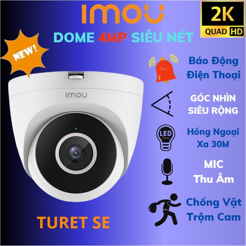 Camera Wifi IMOU Dome TURET SE T42EP Cố Định 4.0MP Siêu Nét, Chống Nạn Vặt Trộm Camera CHÍNH HÃNG 24