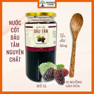 [Tặng muỗng dừa] Dâu tằm ngâm đường vàng siro dâu, nước cốt dâu tằm giải khát hũ thuỷ tinh 1L Berries Farm