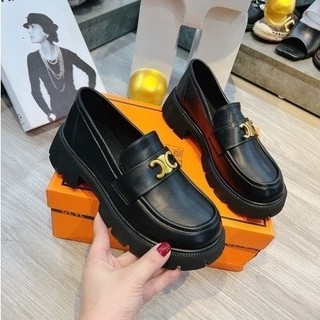 Giày lười nữ da mềm mũi tròn đế cao thời trang phong cách, giày đốc 4cm cực xinh mã H24