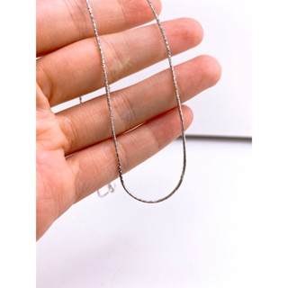 Dây chuyền sợi mì kim cương ngấn bản 1 mm xi bạch kim  - Bạc cao cấp Ý 925 xi bạch kim
