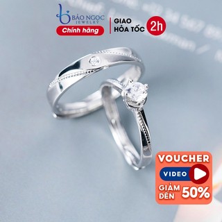 Nhẫn đôi bạc nam nữ s925 đính đá CZ cao cấp quà tặng ý nghĩa cho các cặp đôi - ND2521 - Bảo Ngọc Jewelry