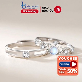 Nhẫn đôi bạc 925 nam nữ đính đá mặt trăng món quà ý nghĩa lễ tình nhân - ND2893 - Bảo Ngọc Jewelry