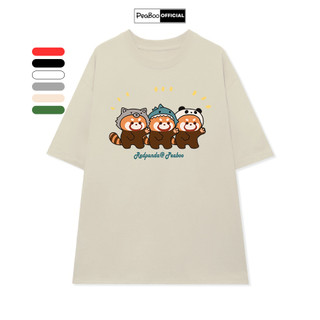 Áo Thun Nữ, Áo Phông Unisex By PEABOO Mã TN Red Panda Chất Cotton Thoáng Mát Form Rộng Tay Lỡ Cho Nam Nữ