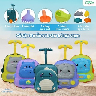 Đồ chơi đi biển - đồ chơi xúc cát dạng vali kéo hình hà mã, hình voi giao ngẫu nhiên VBC-1021
