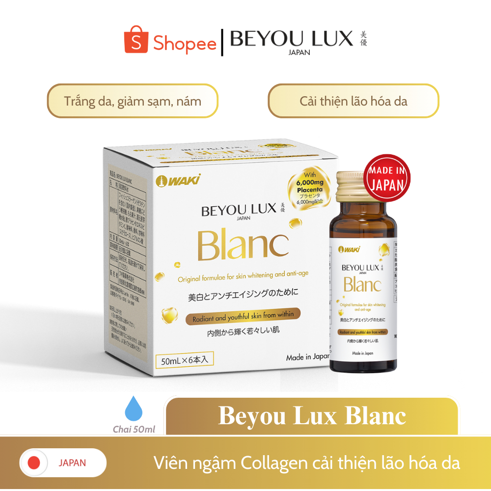 BEYOU LUX BLANC Nước Uống Collagen và Placenta 2in1 Trắng Sáng Da, Giảm Nám Tàn Nhang và Tăng Cường 