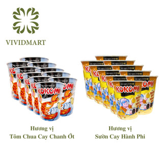  - MASAN - Mì ly Kokomi 2 vị: Sườn Cay Hành Phi và Tôm Chua Cay Chanh ớt (65g/ly) - Mì ăn liền Kokomi ly
