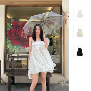 Đầm Ngắn Nữ String Babydoll Bowtie Front, Chất Vải Ren Cotton Thoải Mái, WDN016, SOMEHOW