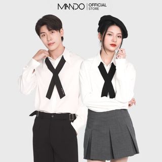 Áo Sơ Mi Trắng Tặng Cà Vạt Nam Form Rộng Dài Tay MANDO Cao Cấp Phong Cách Hàn Quốc Thời Trang Nam MANDO SHT025