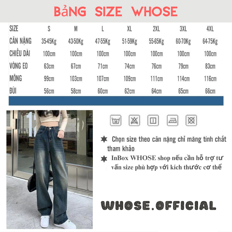 Quần jeans wash nữ WHOSE dáng ống suông rộng lưng cao màu xanh xám SMOKE V2 CẠP CAO phong cách RETRO 2024 | BigBuy360 - bigbuy360.vn
