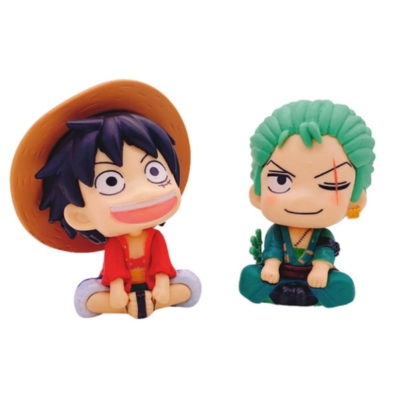 Mô hình OnePiece Luffy và Zoro chibi ngồi siêu dễ thương - Cao 11cm - rộng 6 - 9cm - nặng 350gram - OnePiece - No Box