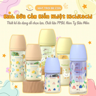 Bình sữa cảm biến nhiệt] bình sữa kichilachi cổ rộng nhựa ppsu 170ml/270ml